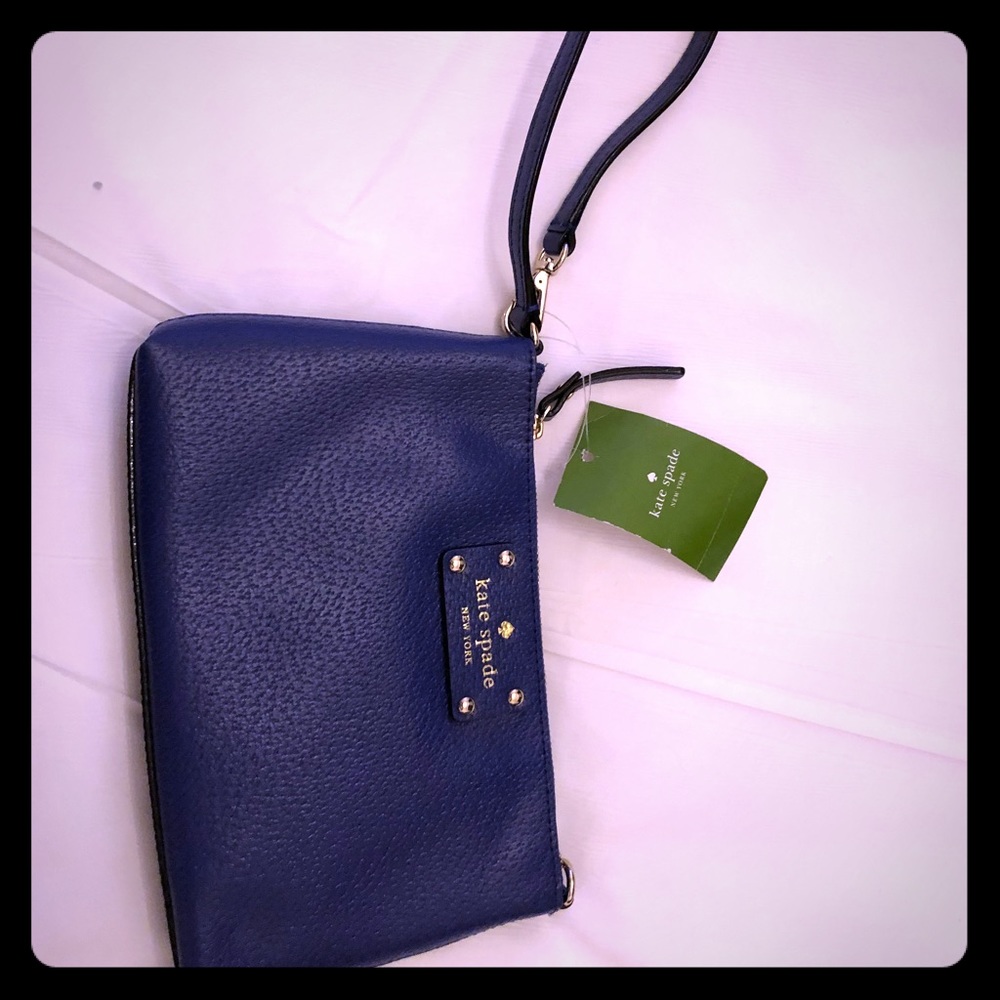 NWT Royal blue leather Kate spade wristlet